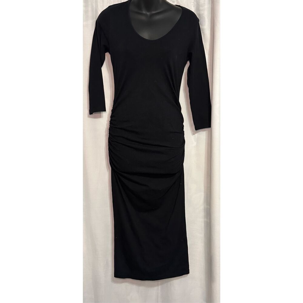 Beautiful UNIQUE Michael Stars Anthropologie  Black Maxi Dress Longsleeves Bodyc - Picture 3 of 10